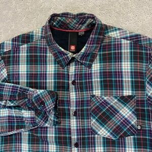 Element‎ Plaid Long Sleeve Button Up Shirt Womens Size Large Cotton Flannel Surf